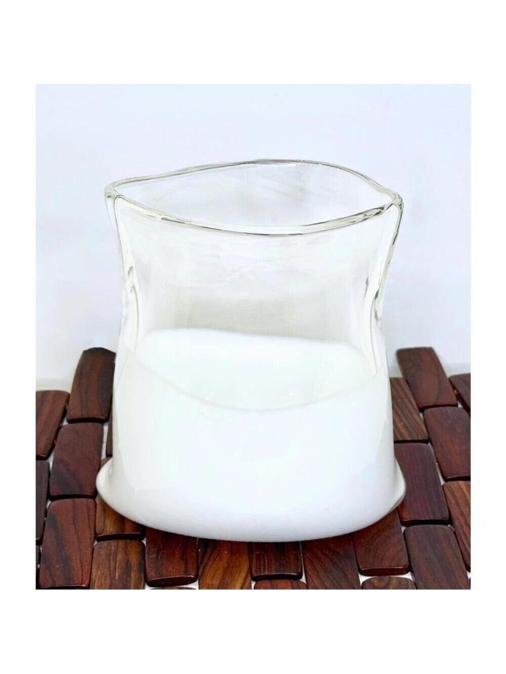Studio Art Glass Vase White & Clear Sculptural Modernist Design